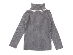 FUB knit high neck ecru/dark navy merino wool